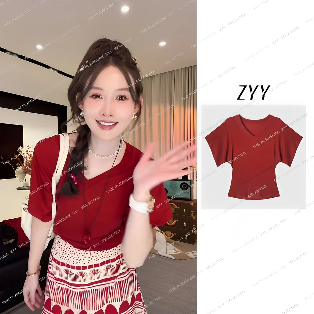 ZYY【小城之恋】2025/S新品基础款薄款打底衫短袖T恤女X25XTX01782