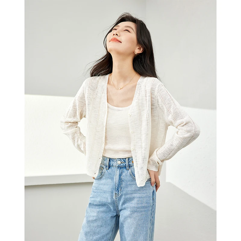 *梵希蔓时尚慵懒风针织上衣套装春秋款开衫毛衣搭吊带72797