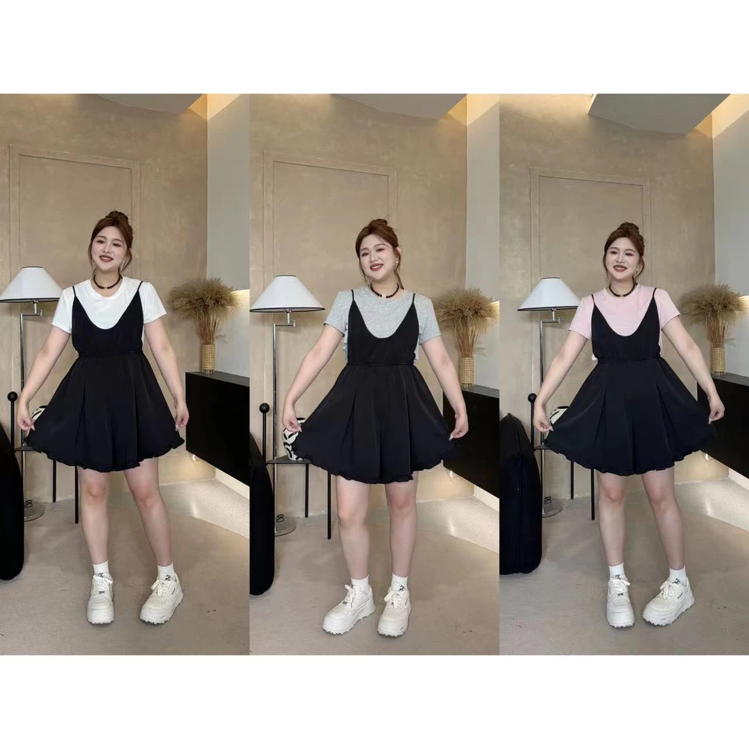 晶咕【芍药诗集】韩系简约抽褶收腰吊带裙裤显瘦气质高腰时尚