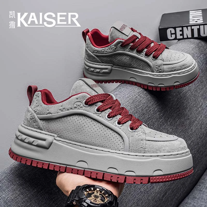 凯撒秋季新款男鞋潮流增高透气休闲板鞋时尚厚底耐磨低帮运动鞋子