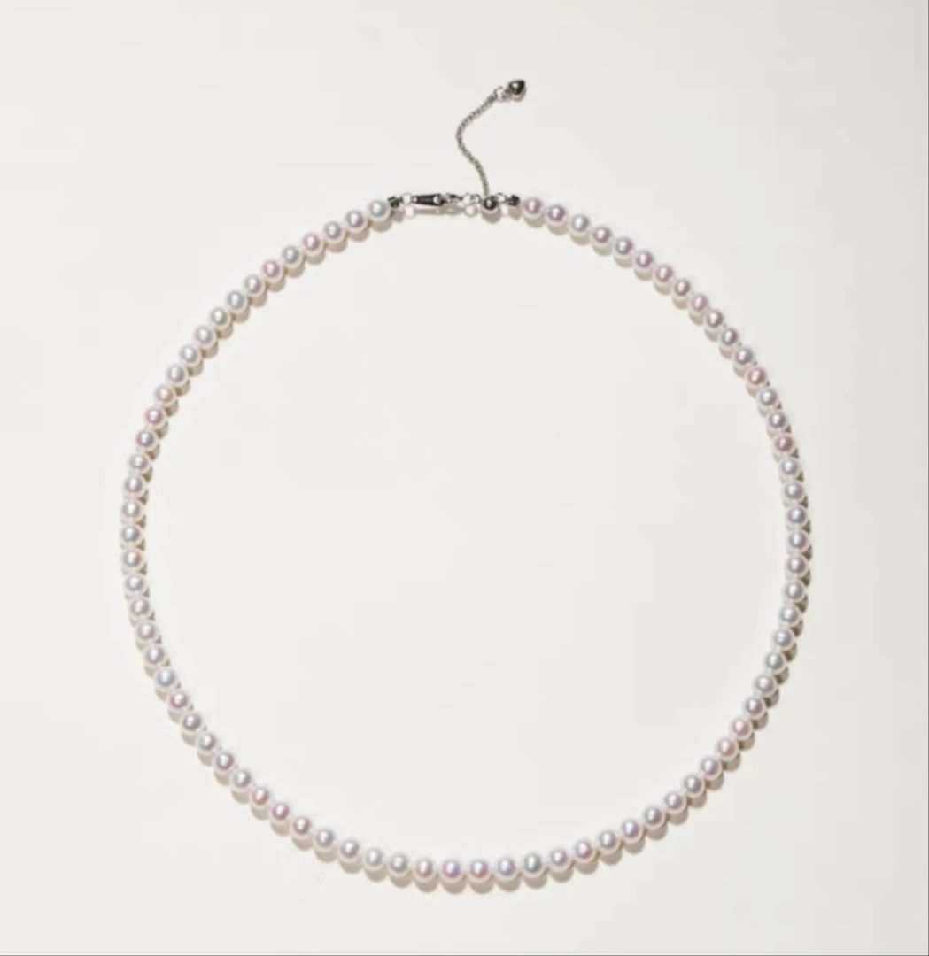 3-4mm  小米珠项链  正圆  极光 几乎无暇时尚s925银