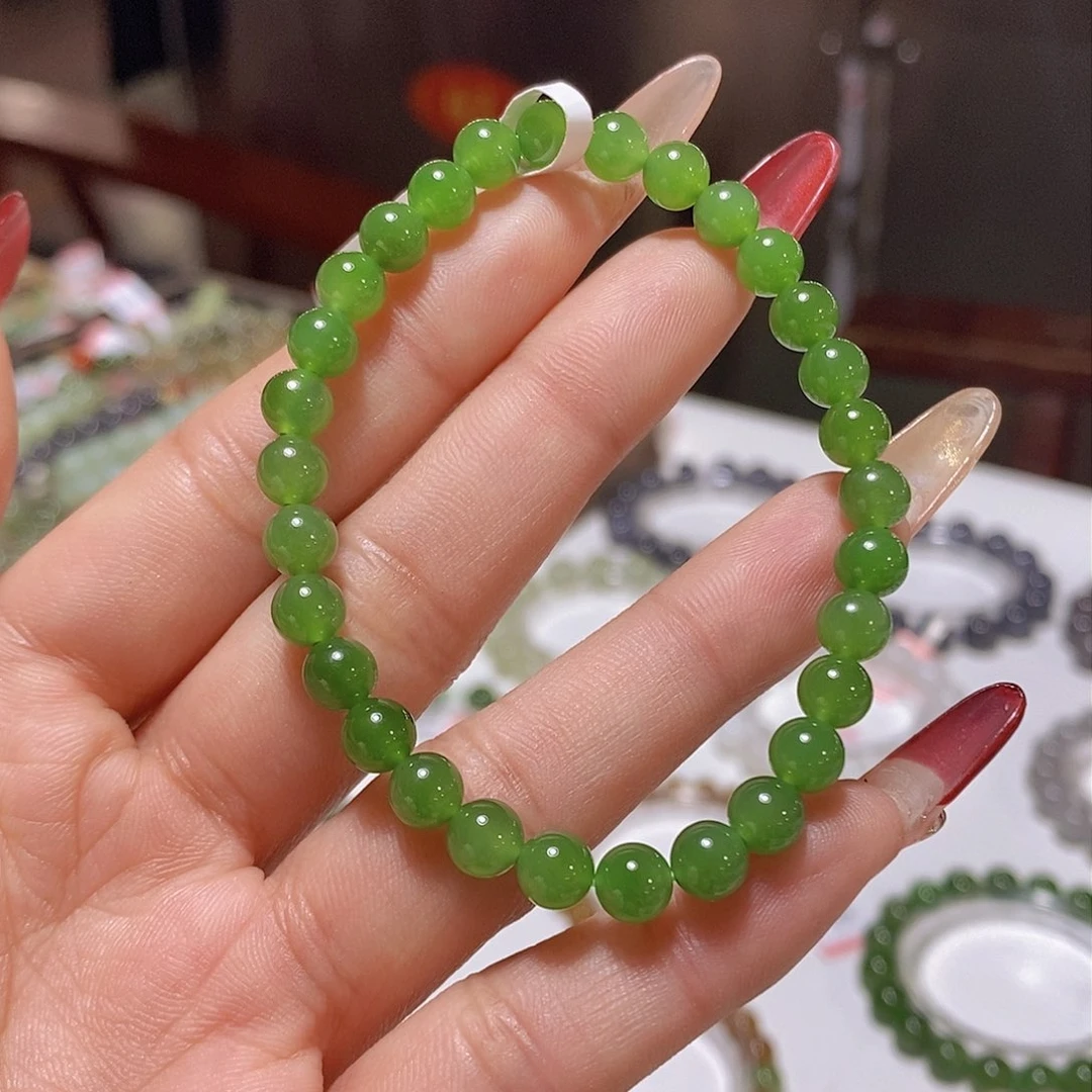 和田玉碧玉6mm未镶嵌懂*