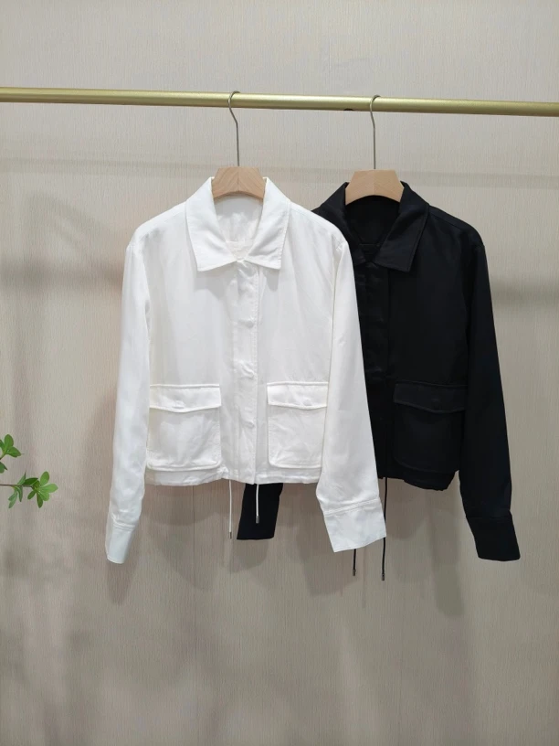 【Hua】早春新款女士休闲百搭纯色长袖夹克短款外套32620