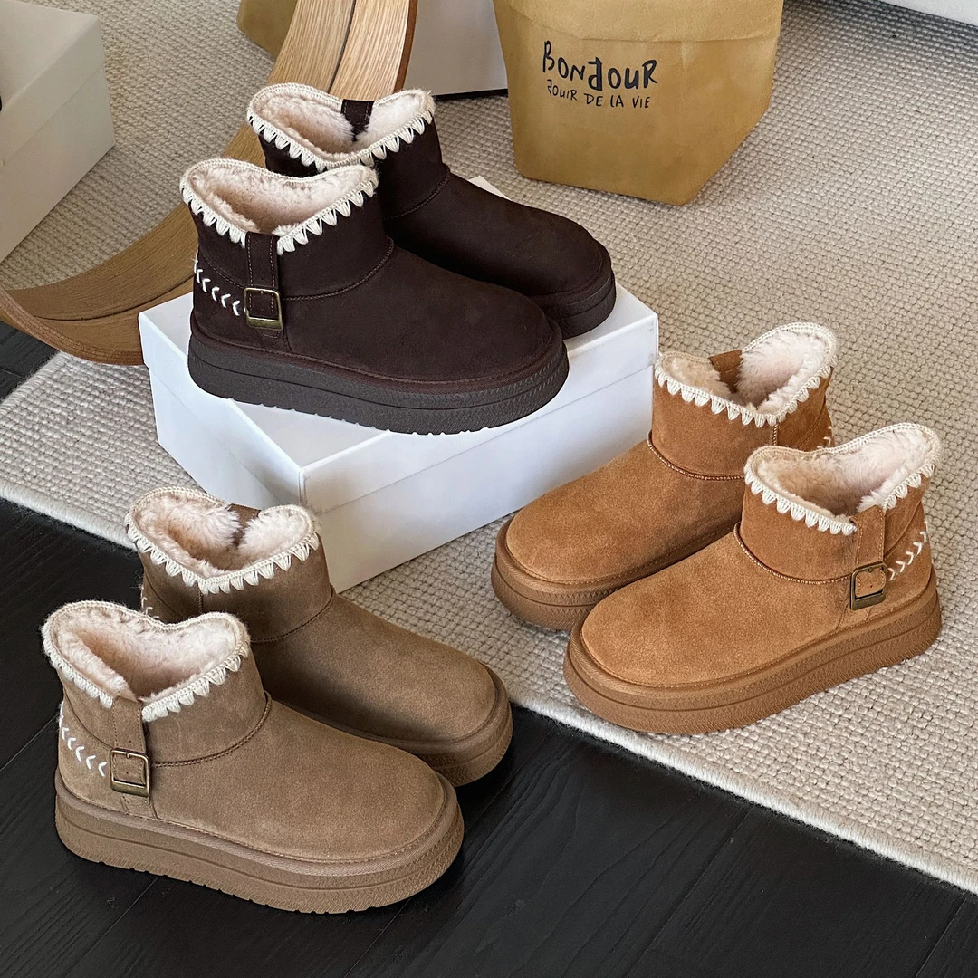 读媄5CM大姚家复古港风保暖中筒防滑流苏花边加厚秋冬冬季M875