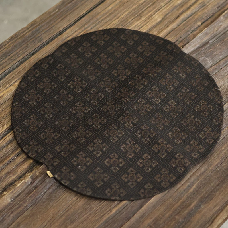 【悦生活】(柿蒂花罗)黑色海棠茶席41*41cm（慢蓝S0031）