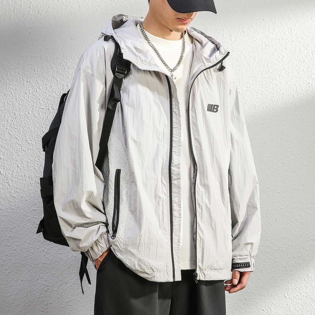JEEPSPIRIT机能拼接连帽工装外套男士春秋季新款宽松大码夹克男