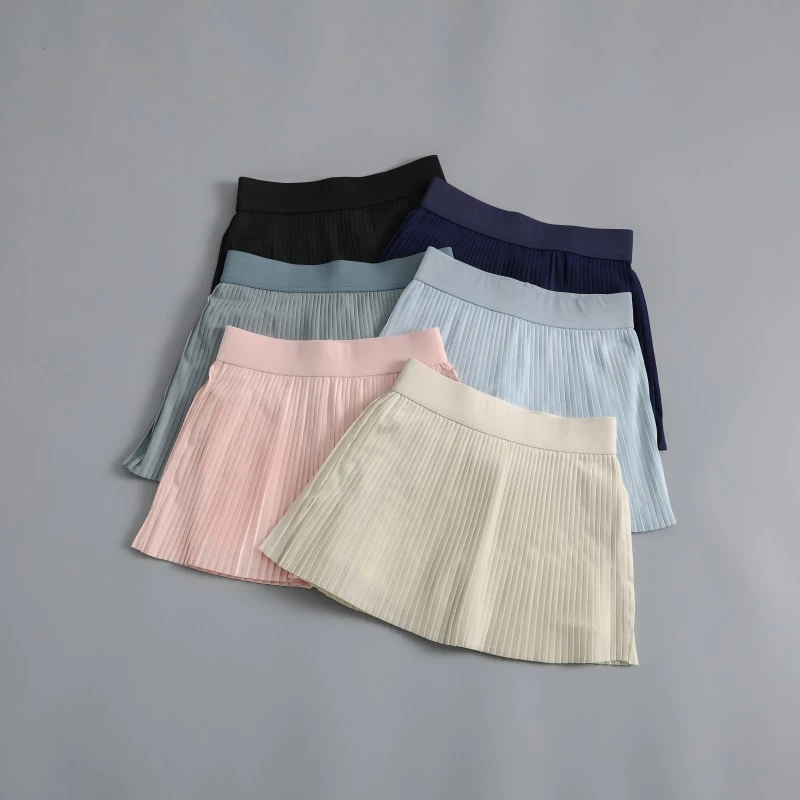 lulu百褶网球裙女显瘦防走光外穿百搭短裙透气高腰瑜伽运动风琴裙