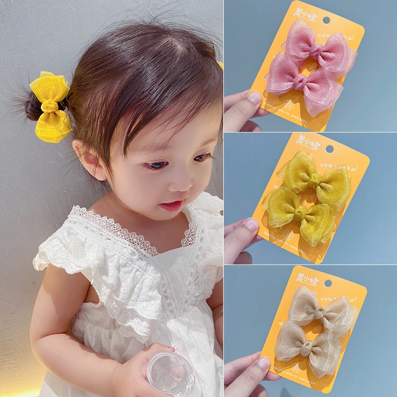 黄小妞 超仙雪纱蝴蝶结发夹百搭好看甜妹小女孩发卡女宝宝发饰