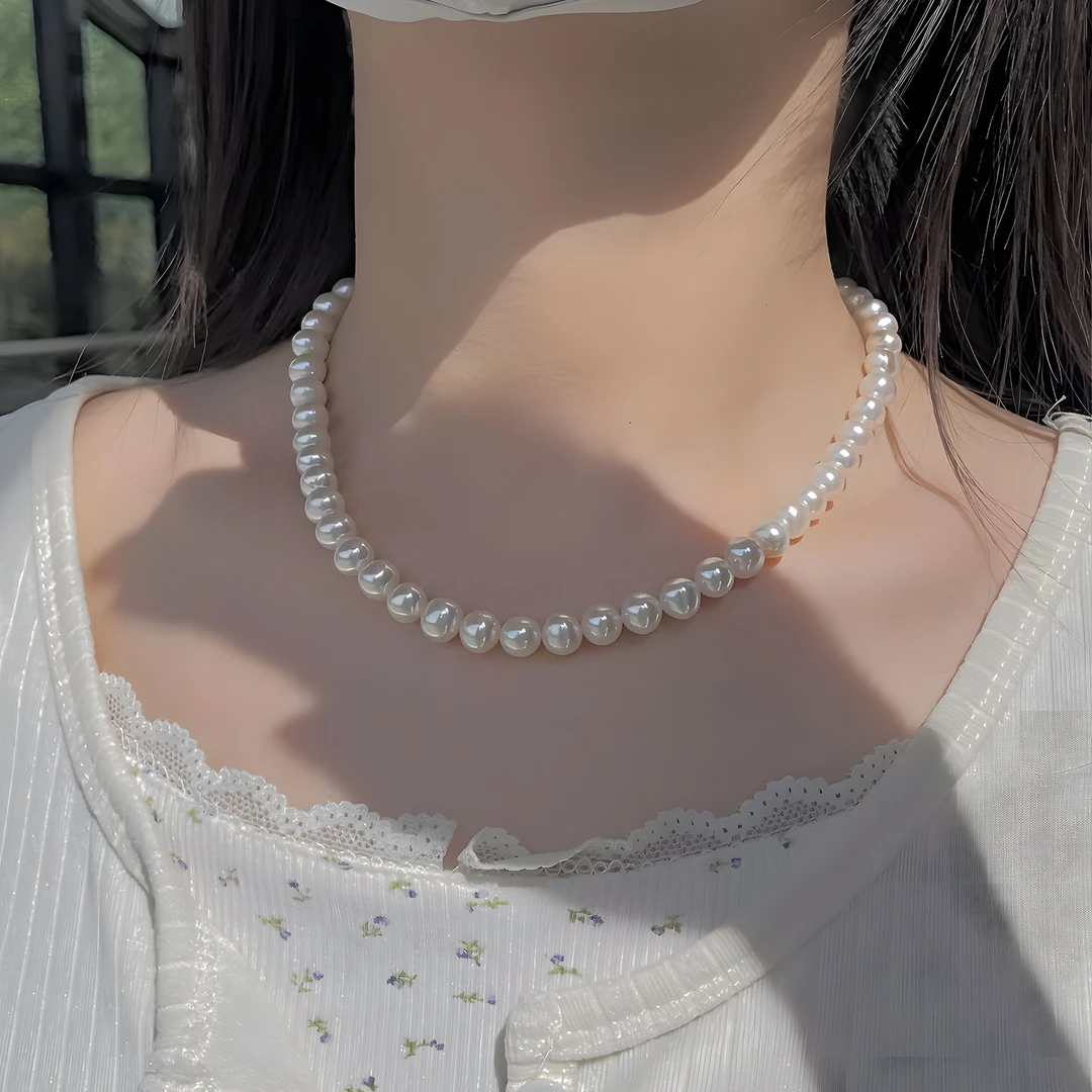 非金属仿珍珠项链 月瓷珠项链毛衣链高级感项链锁骨链珠珠链全珠