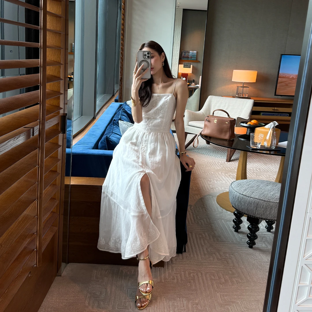 靠谱。【白豆蔻】“苎麻+天丝”万针刺绣大摆连衣裙KP250477