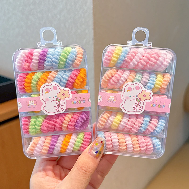 儿童发绳可爱彩色螺纹防滑毛巾圈不伤发宝宝皮筋女高弹力耐用头绳