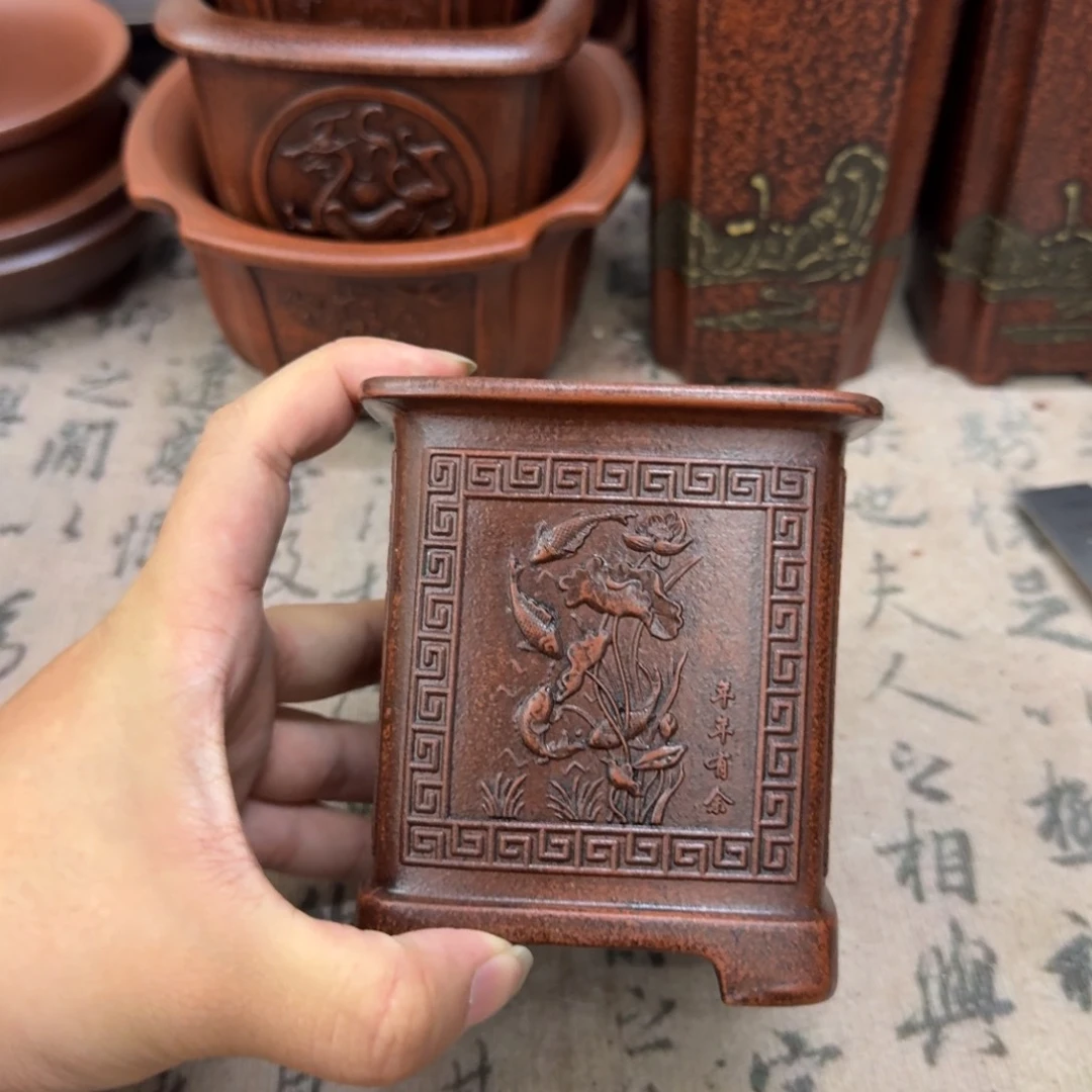 紫砂花盆宜兴紫砂正品8x9