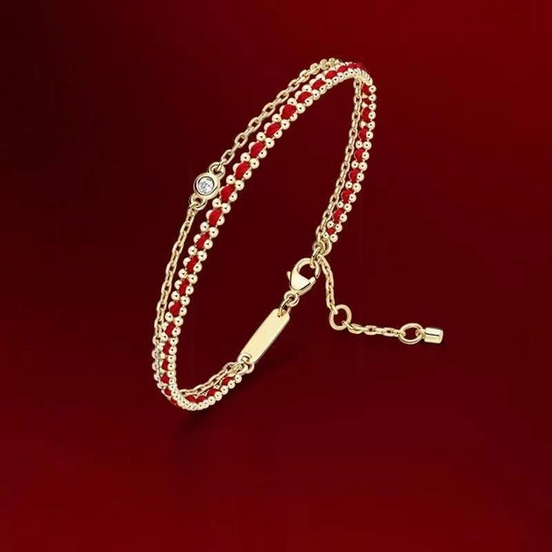 钛钢手链 手链可调节轻奢红色女时尚女士饰品本命年精致手串礼物
