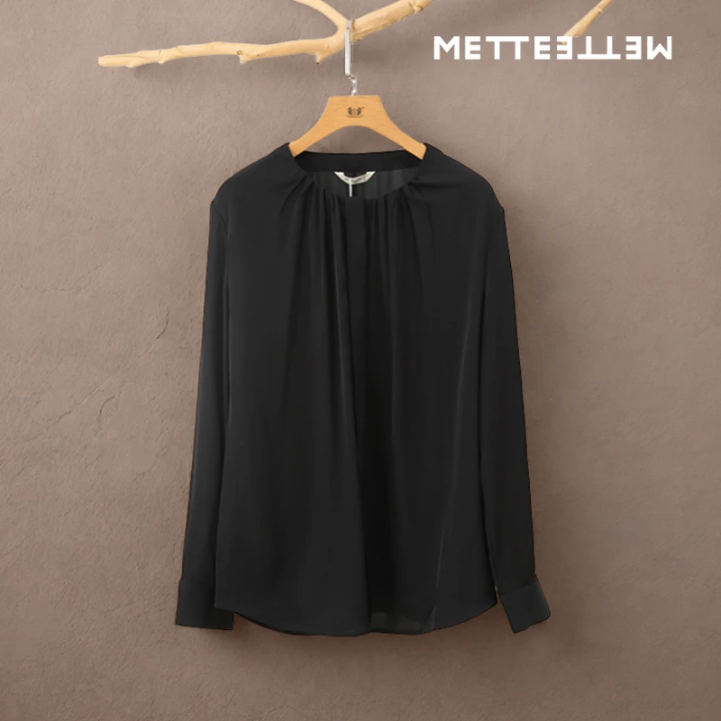 METTE/METTE羊绒世家女士衬衣春夏女士衬衫商务通勤圆领百搭休闲