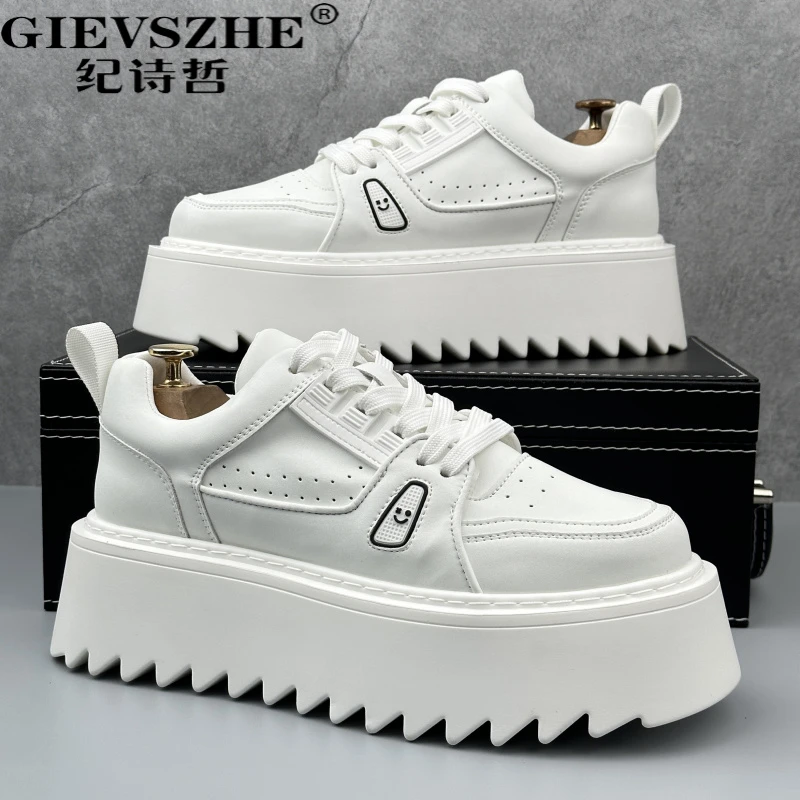 纪诗哲板鞋男夏季新款厚底增高小白鞋潮流百搭小众男士轻奢松糕鞋