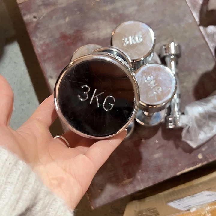 全新电镀纯钢哑铃3公斤一对