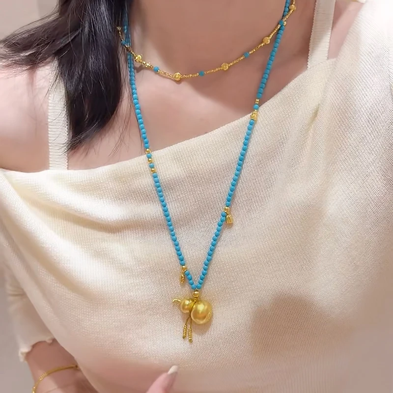 铜合金项链 新中式福禄葫芦项链女轻奢精致高档大气复古衣服配饰