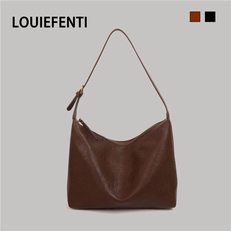 LOUIE FENTI 2025新款女士复古小众设计通勤托特包百搭单肩斜挎包