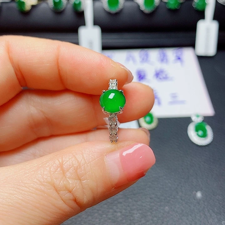 银S925镶嵌戒指翡翠