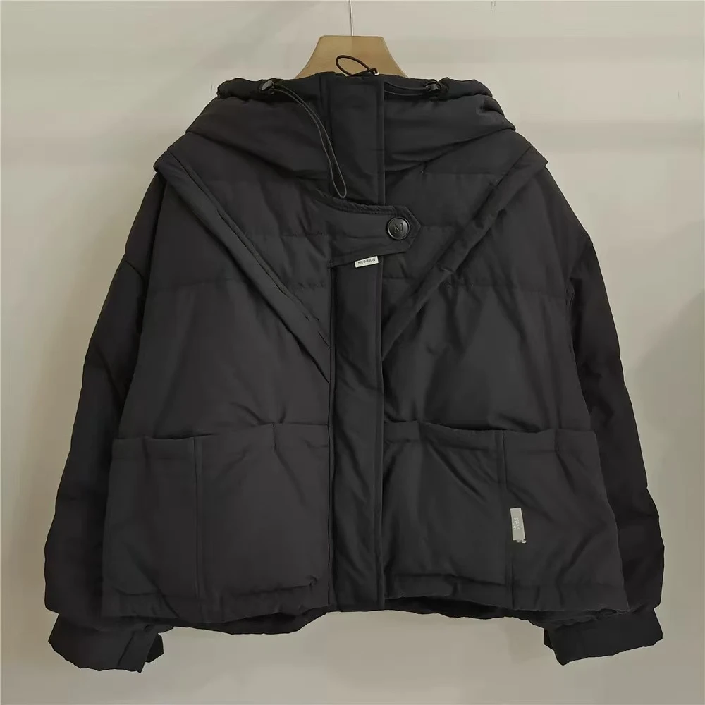 霍梦雪 一粒扣短款羽绒服 黑色 A 96001