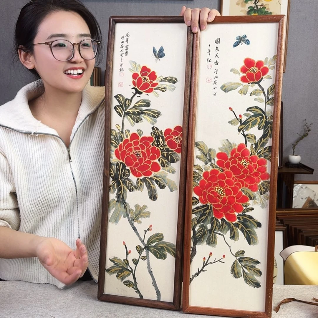 国画手绘带框尺寸：20*70