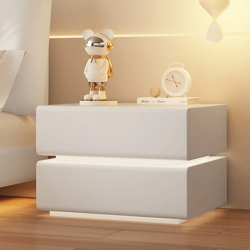 奶油风床头柜小型2024新款创意现代简约卧室家用悬浮全实木收纳柜