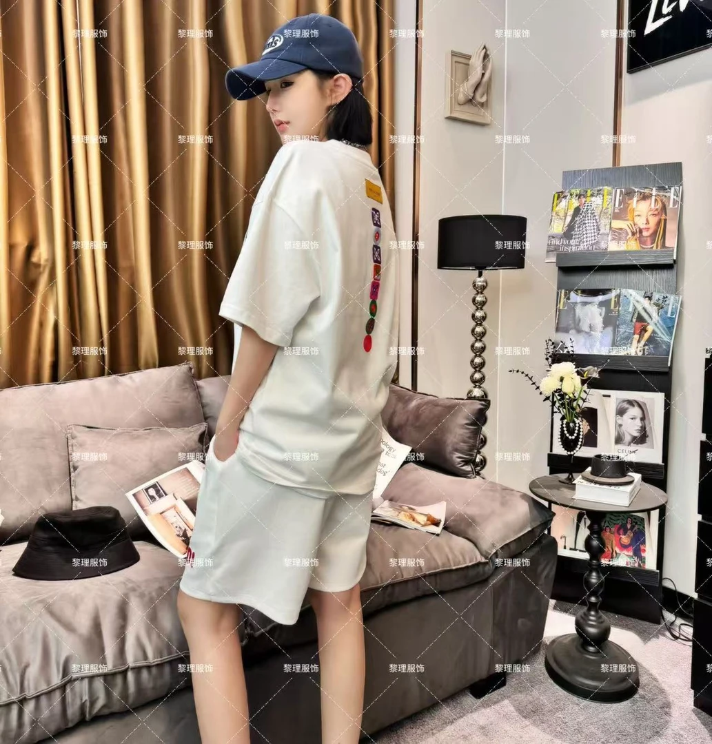 1151夏装短袖T恤男女同款时尚刺绣休闲夏季百搭宽松韩版潮流圆领