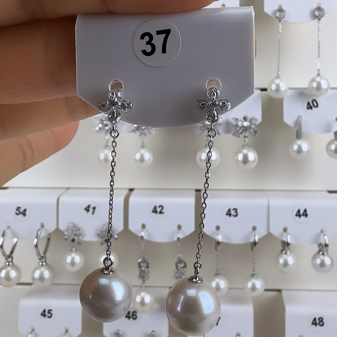 银S925镶嵌淡水珍珠耳饰