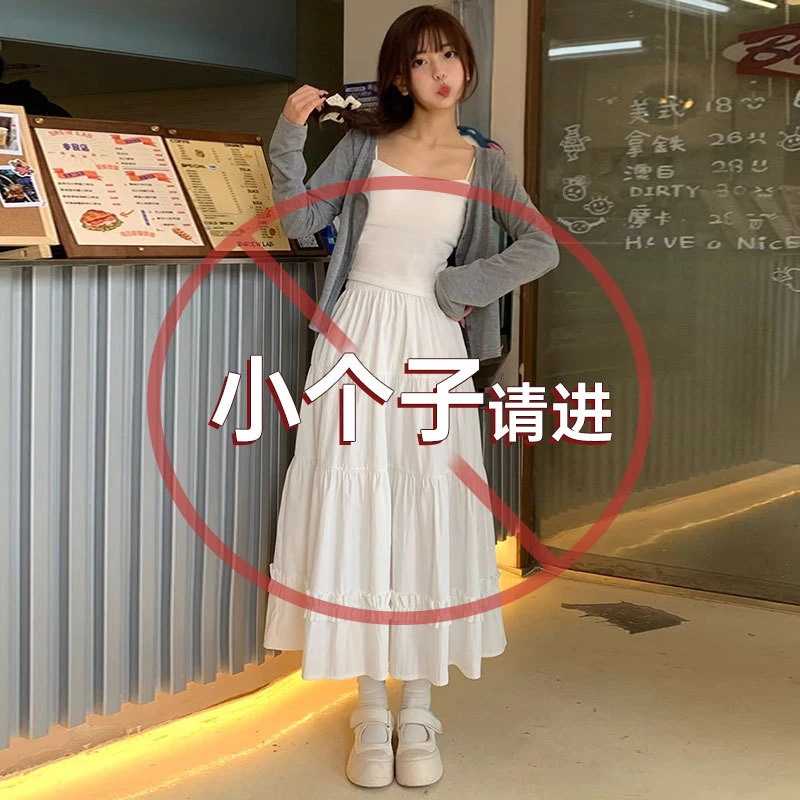 一米五矮小个子高腰显瘦百褶半身裙女2025夏季薄款中长款蕾丝伞裙