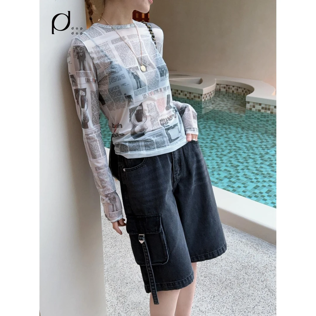 ANNENONO2025春夏工装风贴袋休闲牛仔中裤女1188dopdop买手店