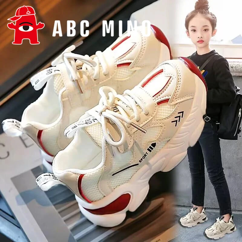 ABC MINO儿童运动鞋2025秋季新款单网鞋女童中大童韩版潮范老爹鞋