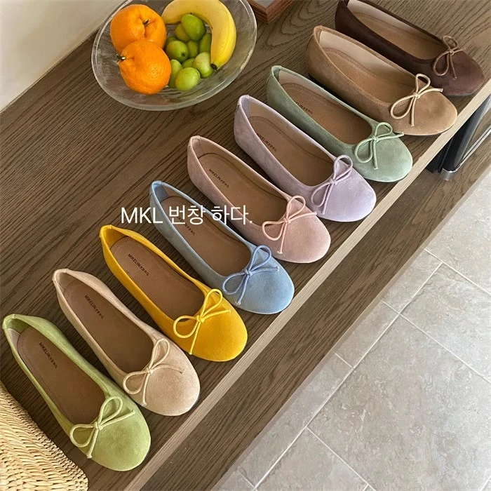MIKELIN太美了~仙女圆头蝴蝶结平底单鞋韩系温柔百搭芭蕾舞鞋瓢鞋