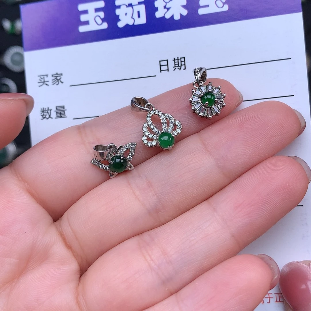 翡翠颈饰银S925镶嵌项链925