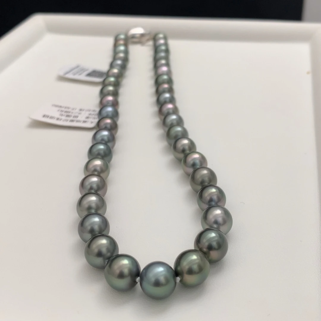 未镶嵌颈饰海水珍珠9-10mm黑珍珠项链