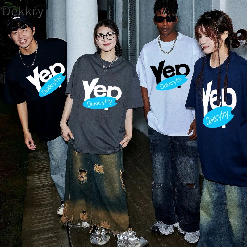 DekkryT恤短袖圆领夏季印花半袖五分袖上衣嘻哈ins休闲情侣装港风