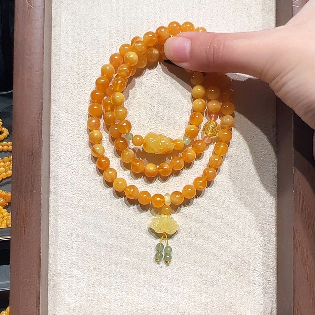 蜜蜡未镶嵌手链7.2mm蜜蜡手串