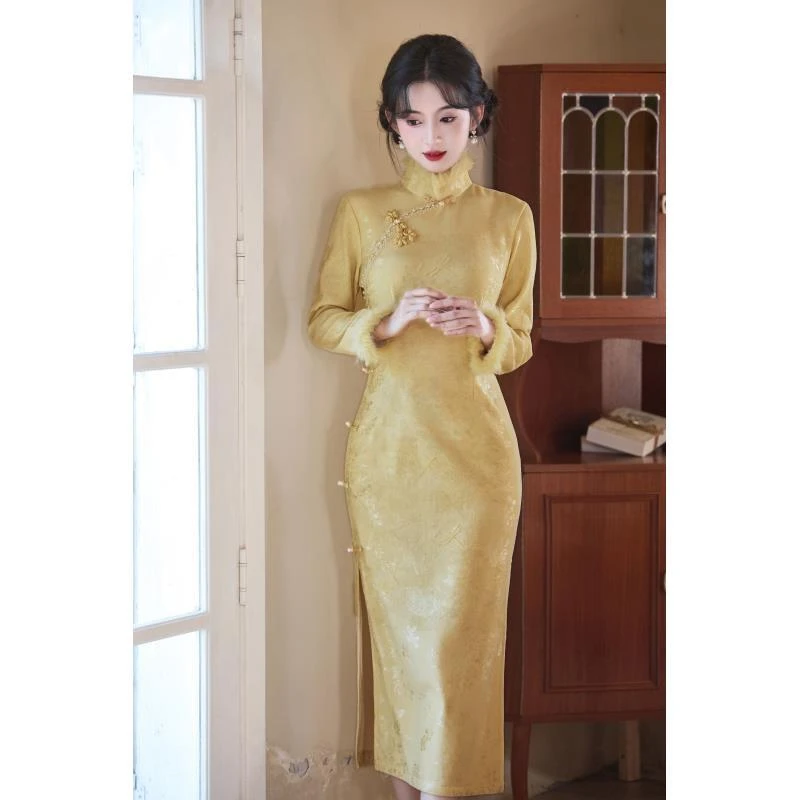 苏故里【芷赋】冬季新款修身显瘦气质女人味旗袍加绒加厚改良版优雅