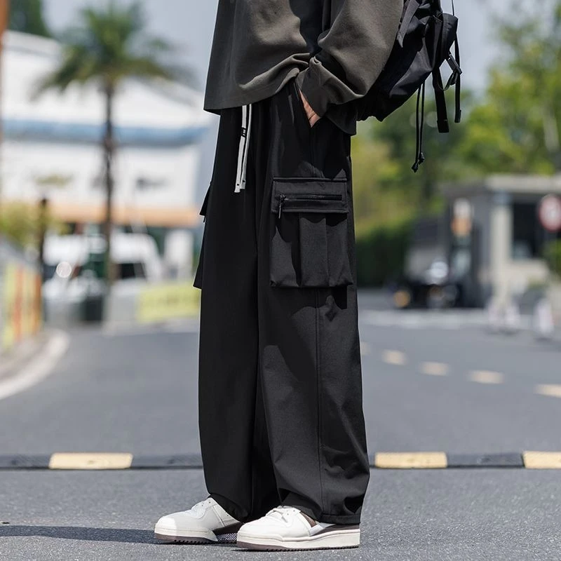 美式潮流多口袋工装直筒裤男装秋季新款休闲宽松大码百搭运动长裤