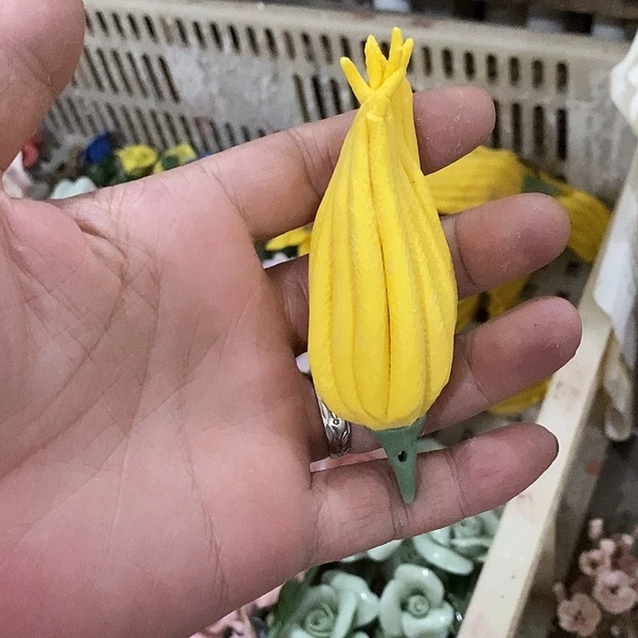 瓷片纯手工陶瓷花摆件瑕