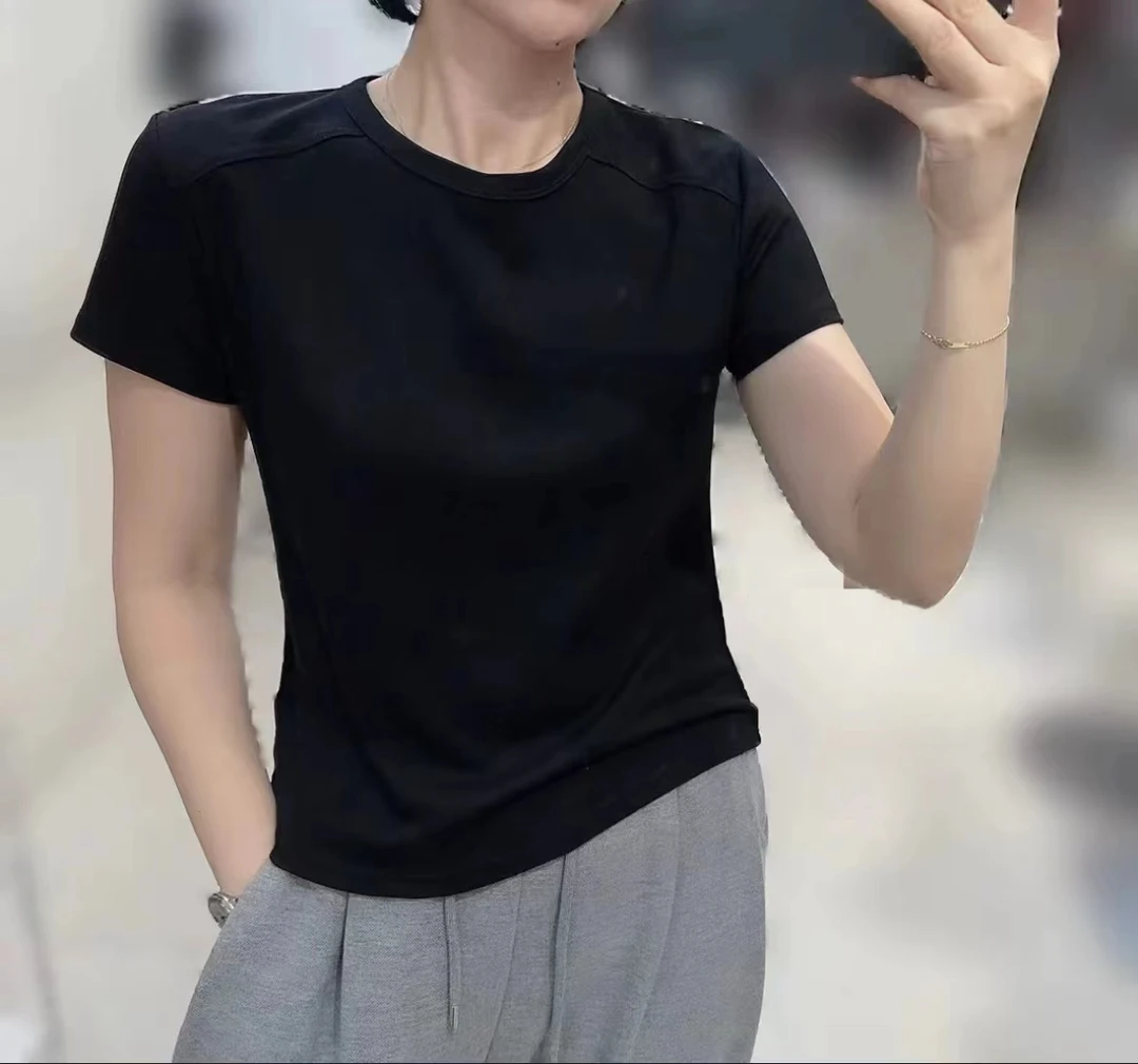 小众压线设计感圆领百搭短袖T恤（6005）