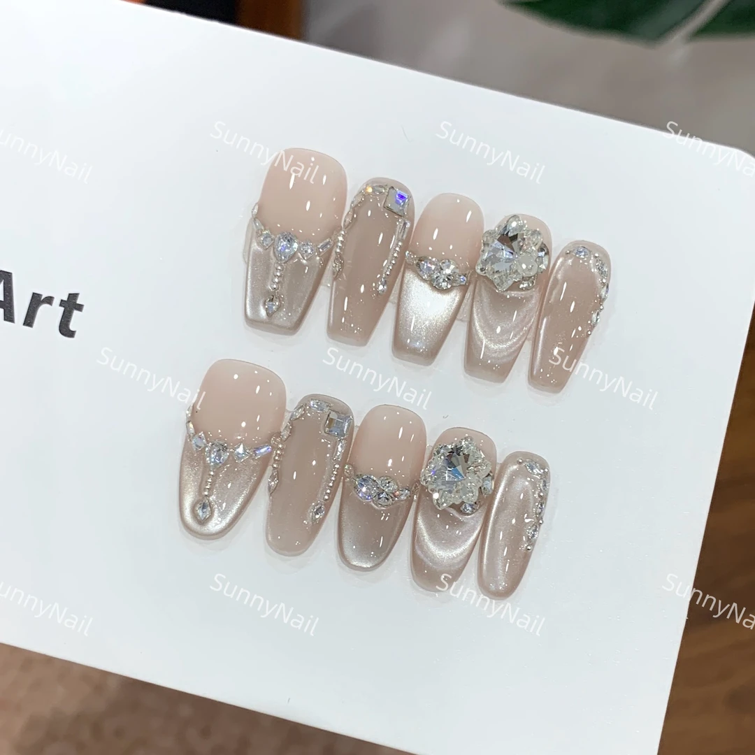 【冰雪年华】SunnyNail轻奢高级感猫眼锆石钻爆闪重工纯手工穿戴甲