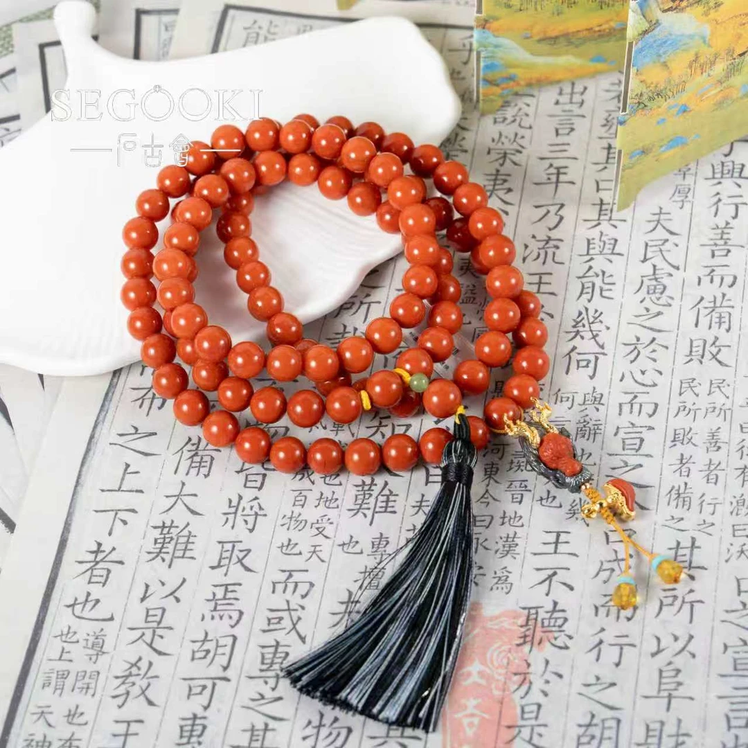 天然南红玛瑙颈饰-珠径9-10MM-NH132-不退不换