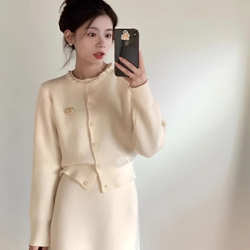 时尚减龄秋冬温柔气质通勤穿搭女装小香风千金风套装裙两件套显瘦