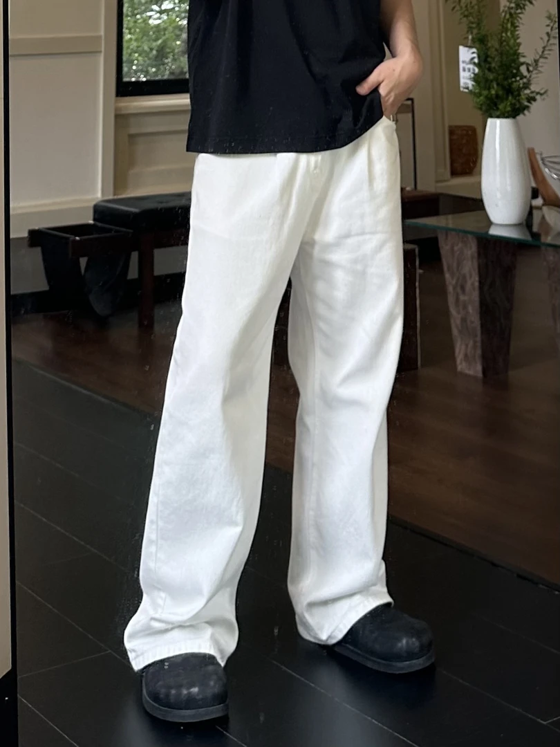浩仔OOTD黑色牛仔裤男直筒宽松新款cleanfit基础长裤 11-350