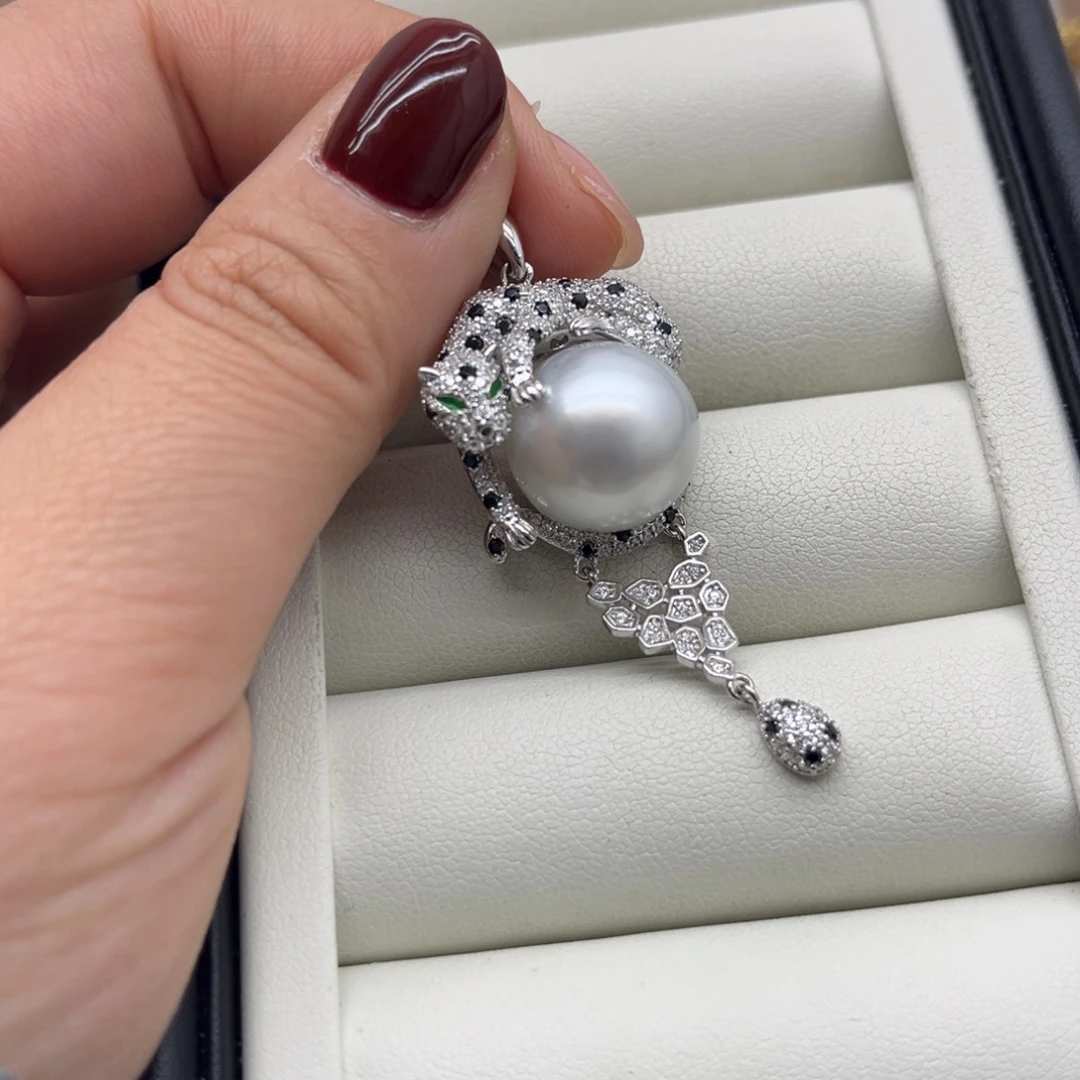 吊坠(不含链)银S925镶嵌海水珍珠