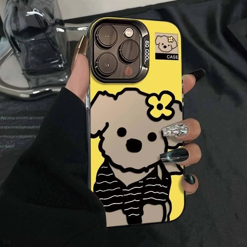 小花狗狗适用于苹果16promax彩银15pro/14日韩7/8p/XRmax防摔小众