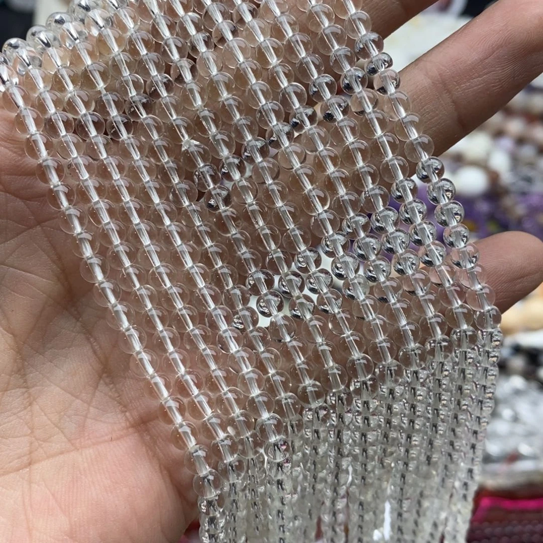未镶嵌玛瑙/玉髓珠宝半成品一条天然4.5mm净体双A白水晶苹果珠