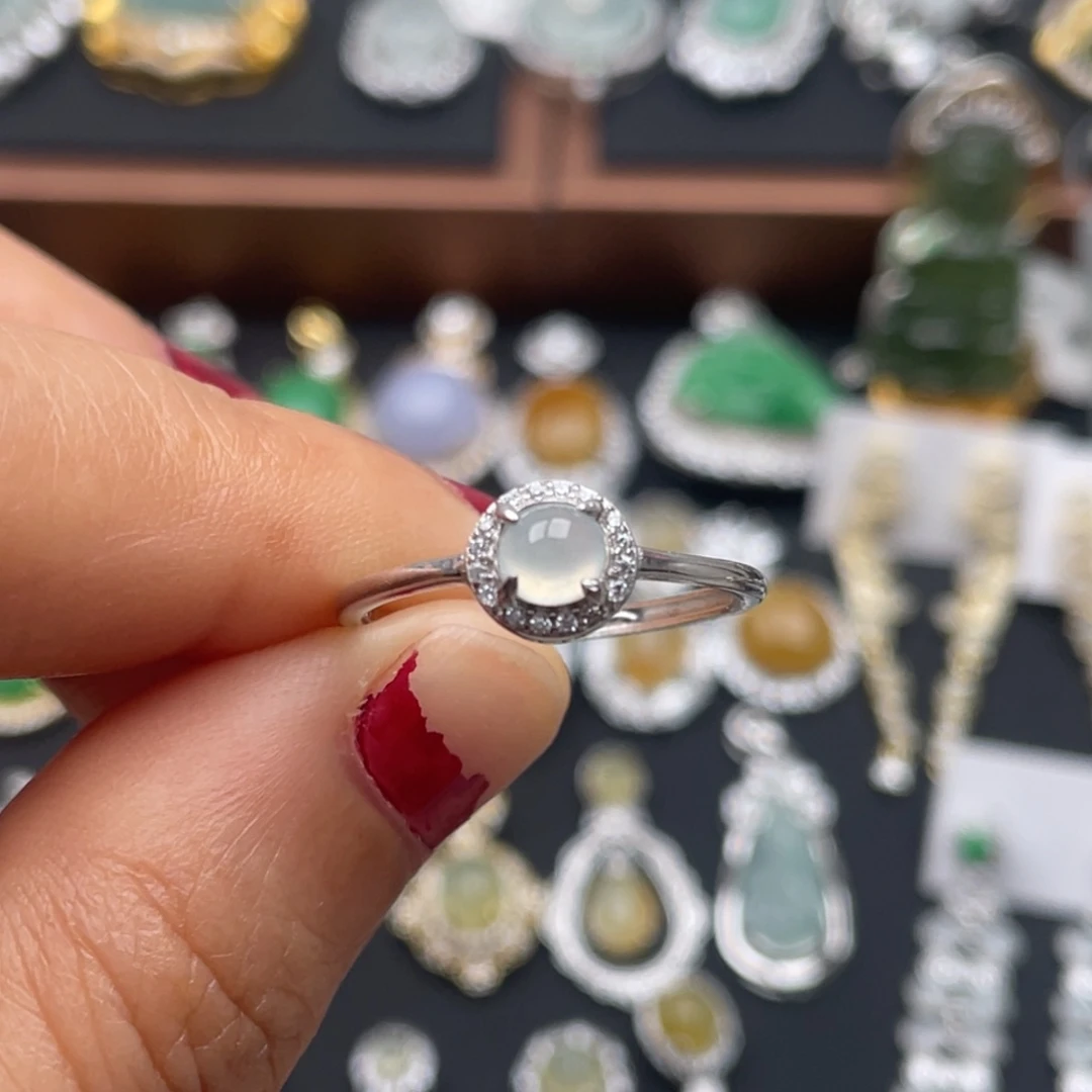 翡翠银S925镶嵌戒指