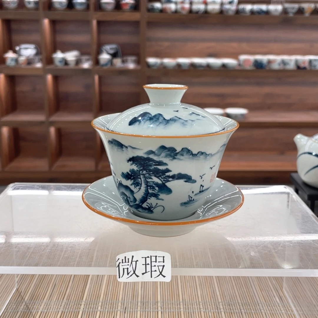 釉下手绘茶具微瑕