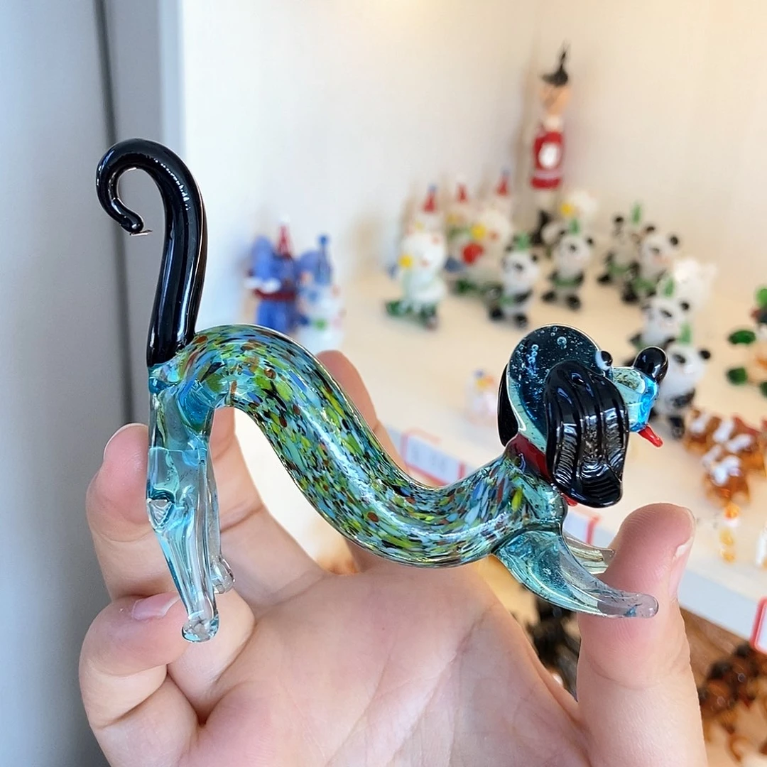 琉璃手工艺品撅腚狗蓝